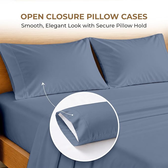 SGI bedding 100% Egyptian Cotton Sheets Full Size – 600 Thread Count Sheets Set, Soft, Cooling, 15" Deep Pocket, Luxury Hotel Bedding, Breathable, Durable - Mediterranean Blue