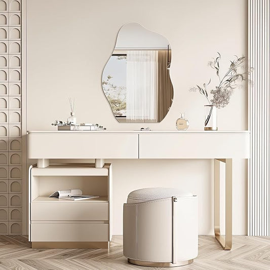 Niccy Irregular Mirror, 20"x28" Asymmetrical Bathroom Mirror, Decorative Modern Mirrors for Bathroom, Bedroom, Living Room, Entryway, Frameless Vanity Mirror, Unique Wall Mounted