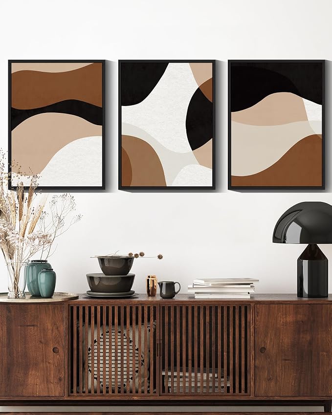 Drsoum Black Abstract Framed Wall Art Decor Minimalist Geometry Prints Shapes Illustrations Modern Art Decorative Ready to Hang - 11x14in Black Framed