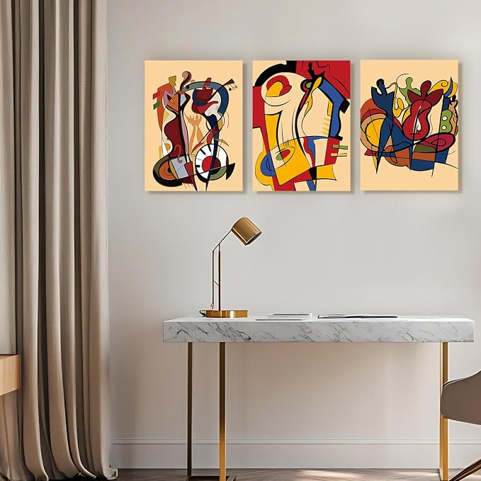Colorful Abstract Wall Art Modern Street Graffiti Pictures Wall Decor Set of 3 Pcs, Colors Music Canvas Prints Posters Fantasy Paintings Home Artwork for Bedroom Living Room Home Decoration 12x16“