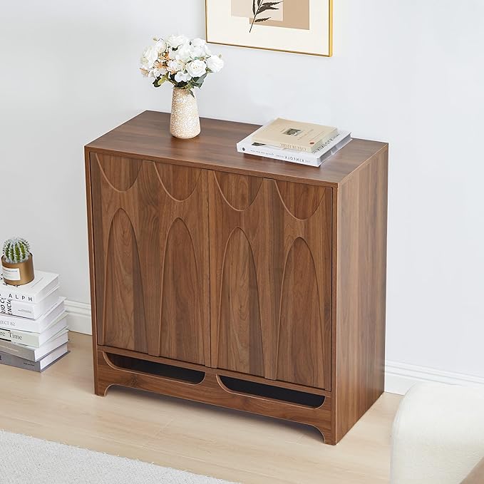 Sideboard Buffet Cabinet with Storage, 31.5” Mid Century Modern Storage Cabinet with Adjustable Shelf and 2 Doors for Dining Room, Living Room,Entry