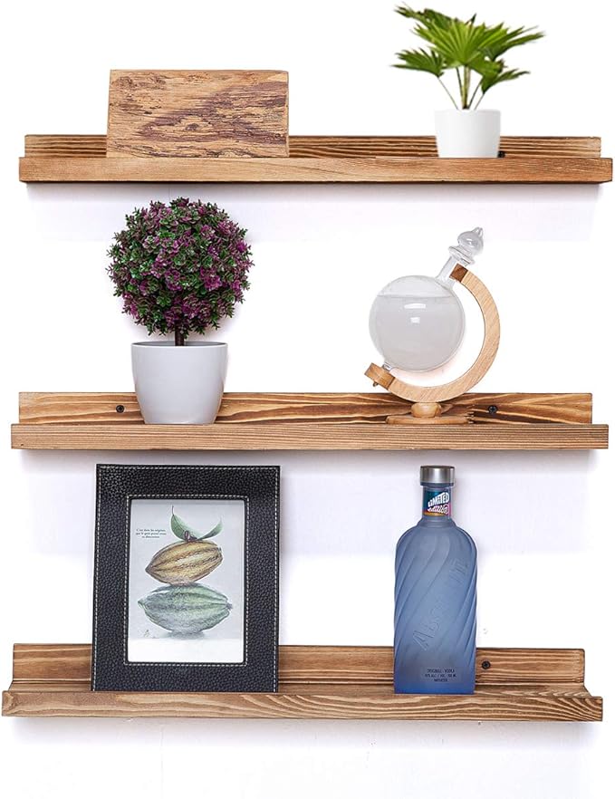 AZSKY Floating Shelves Set of 3, Picture Ledge Shelf, 24 Inches Long Large Nursery Book Shelves for Storage, Kids Bookshelf Wall Mounted for Living Room Bedroom Decor Books Photo Frames