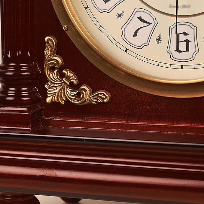 Desk Clock Vintage Brass Desk Clock Household Wooden Desk Clock for Bedroom Living Room Office Desk Table Clock