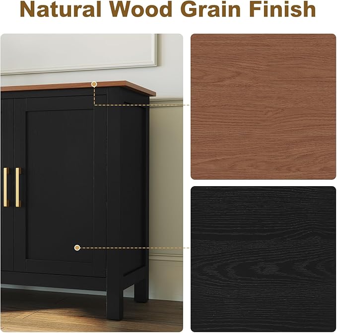ARTPOWER Large Sideboard Buffet Cabinet with Storage, 60" Accent Cabinet Modern Buffet Table with Adjustable Shelf, Credenza Black Storage Cabinet for Dining Room, Living Room, Kitchen, Entryway