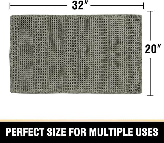 H.VERSAILTEX Upgraded Waffle Bath Mat Super Absorbent Non Slip Bath Rugs for Beside Tub, 20" x 32", Smokey Olive