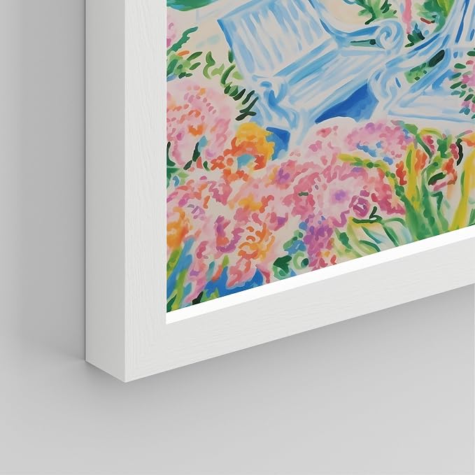 SIGNWIN Framed Tropical and Floral Bright Botanical Preppy Room Decor Pink Decor Digital Art Modern Art Decorative Multicolor Scenic for Bedroom - 8"x10"x 4 White
