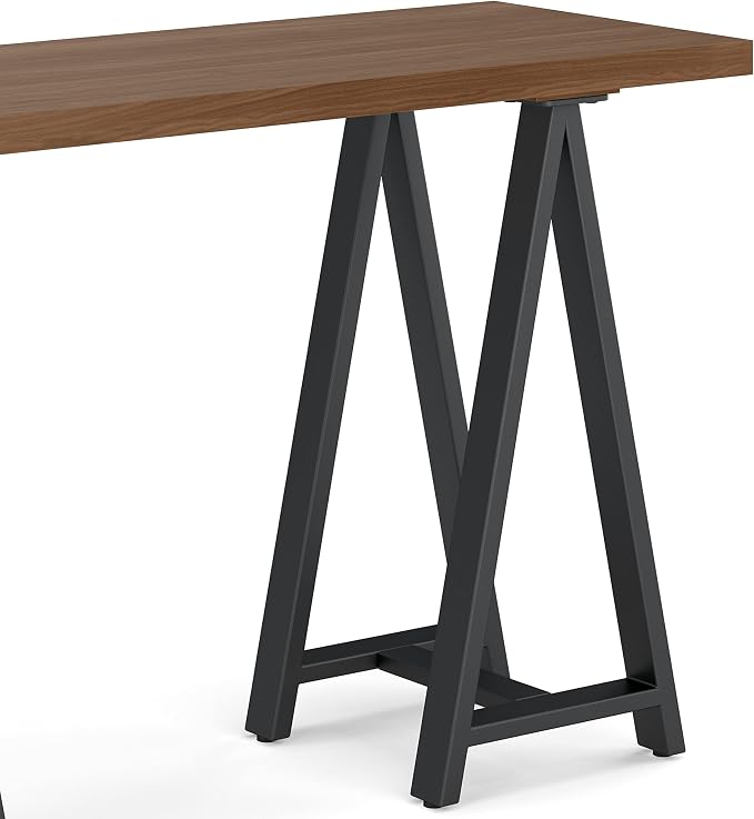 SIMPLIHOME Sawhorse SOLID WOOD and Metal 50 inch Wide Modern Industrial SOLID WALNUT WOOD and Metal Console Sofa Table in Walnut for the Living room Entryway and Bedroom