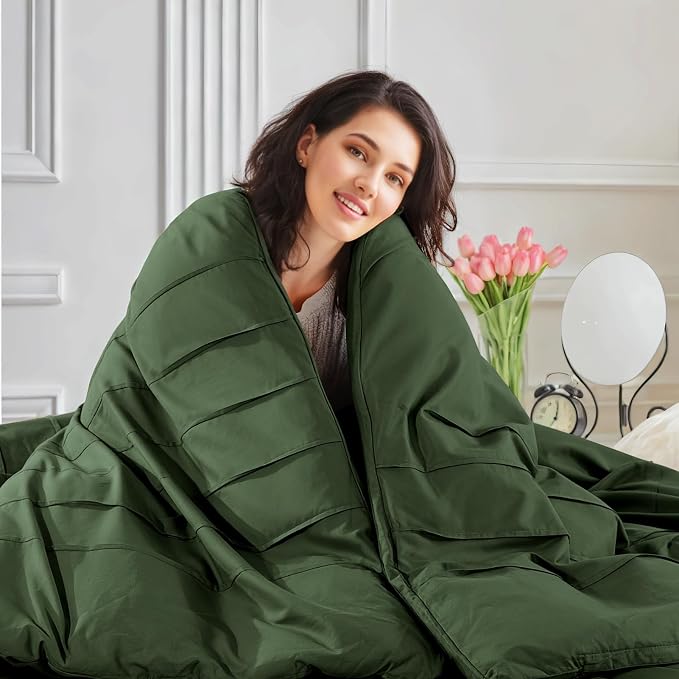 NEXHOME PRO 100% Washed Cotton Duvet Cover Twin,Linen Like Pleated Textured Olive Green Duvet Cover Set,2pc Organic Bedding Set with Zipper Closure,Soft,Lightweight Breathable(68"x90",No Comforter)