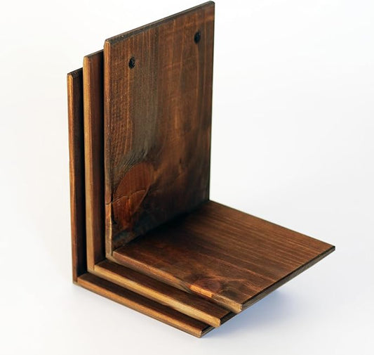 Daniel's Plants Indoor Plant Wall Gallery Shelf Kit | Midcentury Modern Wooden Shelves | Wall Mounted L Shaped Floating Plant Shelves | Solid Wood | 3 Pack (Beveled Edge - Woodland Brown)