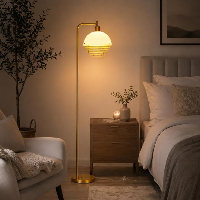 67" Soft Glow Art Deco Floor Lamp - Metal Pole Sunset Acrylic Lamp, Pedal Switch & E26 Bulb, Perfect for Bedroom Living Room Office Scandinavian/Minimalist/Contemporary Interiors