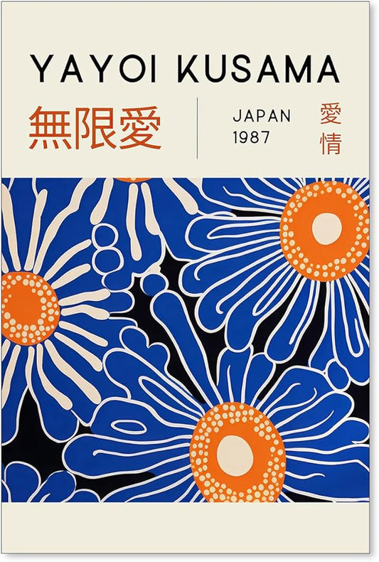 Yayoi Kusama Print Vintage Japanese Wall Art Abstract Yayoi Kusama Poster Minimalist Painting Art Exhibition Suitable for Japanese Bedroom,Living Room Office Decor 20x30in Unframed