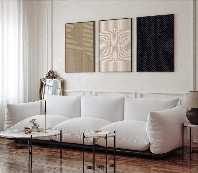 Abstract Modern Wall Decor Art Set of 3 Boho Neutral Canvas Wall Art Beige Minimalist Line Wall Art Decor Brown Black Art Modern Abstract Prints Pictures for Living Room Bedroom 16x24 Inch Unframed