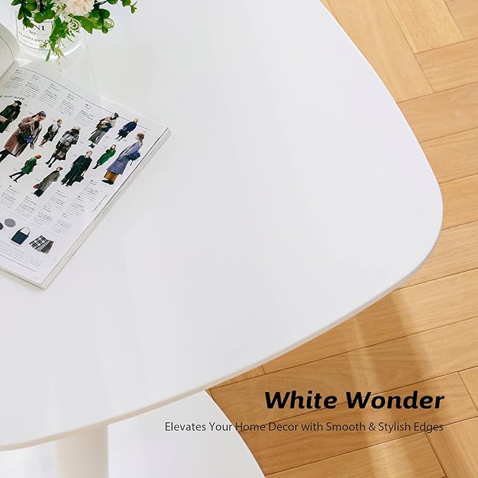 VONLUCE White Square Dining Table,32" Tulip Table,Kitchen Dining Table for 2 to 4 Person,Modern Furniture with MDF Table Top & Pedestal Base for Dining Room, Living Room White