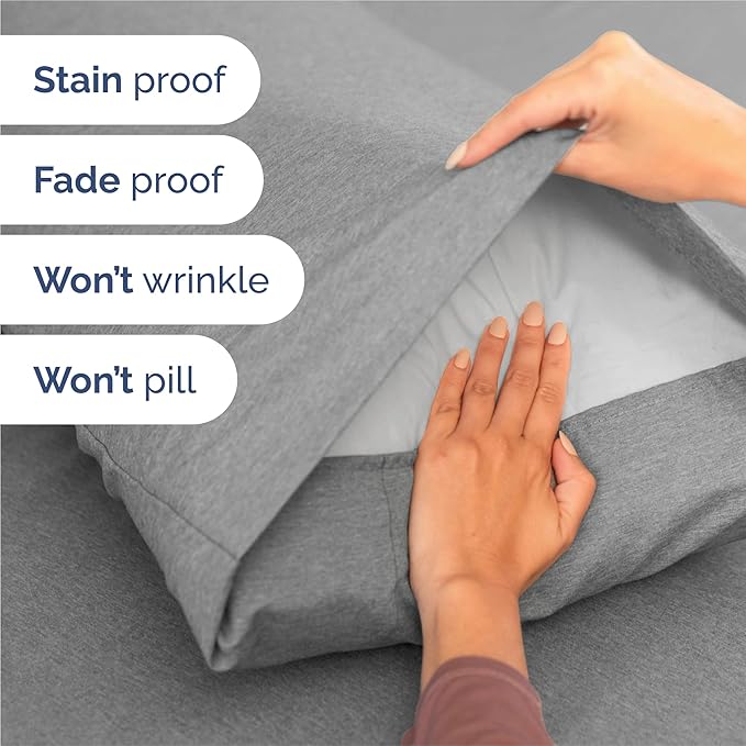 King Size 4 Piece Sheet Set - Comfy Breathable & Cooling Sheets - Hotel Luxury Bed Sheets for Women & Men - Deep Pockets, Easy-Fit, Soft & Wrinkle Free Sheets - Heathered Grey Oeko-Tex Bed Sheet Set