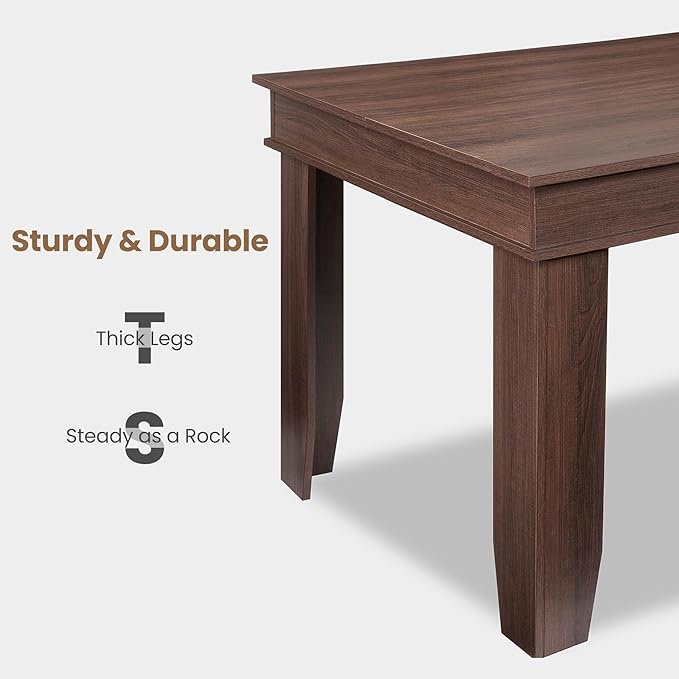 GarveeHome Farmhouse Dining Table for 6-8 People, 71 in Long Kitchen Tables with Wooden Sturdy Frame, 6 ft Large Rectangular Dinner Table for Dining Room, Kitchen (Brown, 71" Non-extendable)