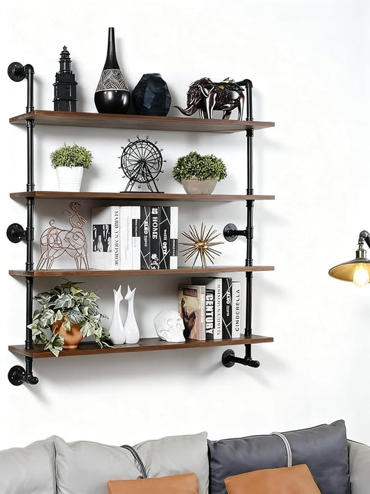 ROGMARS Floating Shelves for Wall,Solid Wood Shelves Industrial Pipe Shelving 36inch for Wall Decor,Kitchen,Living Room