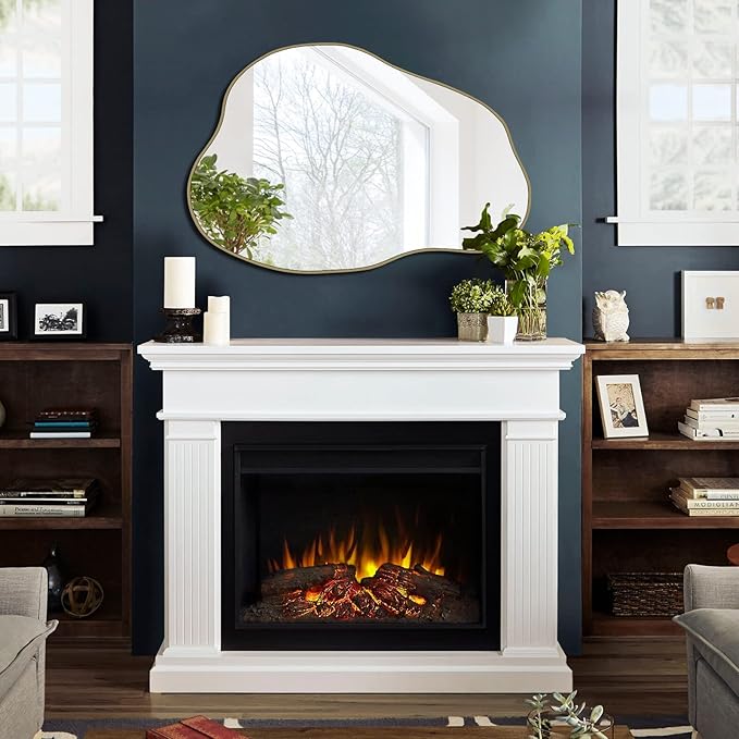 POZINO Gold Irregular Mirror, 30"x20.5" Cloud Shaped Mirrors, Asymmetrical Wall Mirror, Modern Abstract Frameless Mirrors for Living Room Bathroom Bedroom Entryway