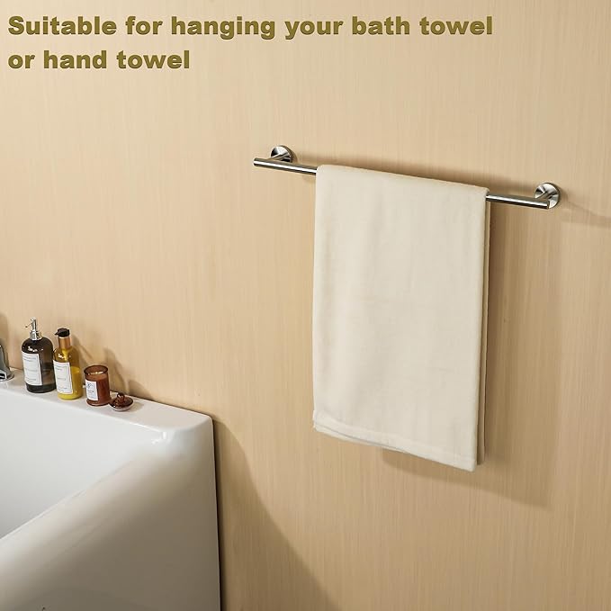 SAYAYO Towel Racks for Bathroom Brushed Nickel, 24 Inch Towel Bar Towel Rod Towel Holder Wall Mount SUS304 Stainless Steel (26 Inch Total Length)