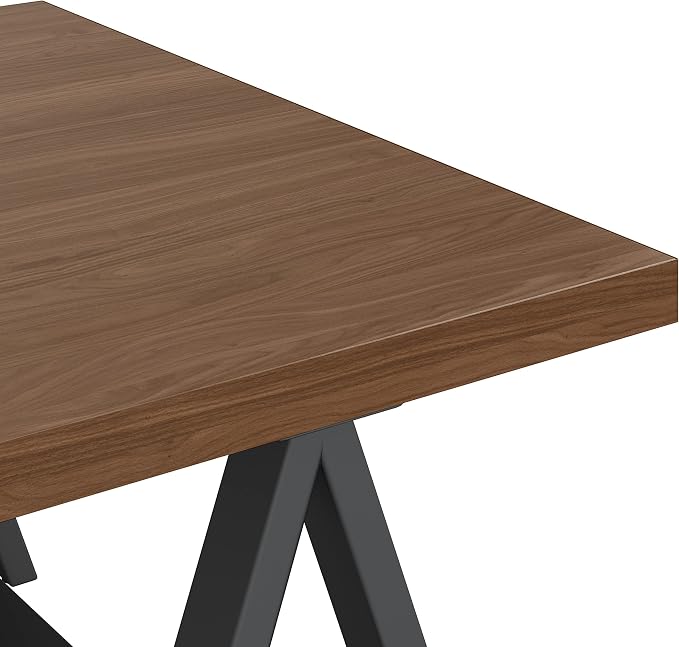SIMPLIHOME Sawhorse 48 inch Wide Rectangle Industrial SOLID WALNUT WOOD and Metal Coffee Table in Walnut for the Living Room and Family Room