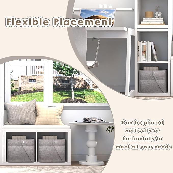 Endearing Limons【2026 Wooden Thick Border 2 Cube Shelf Storage Organizer with Anti-Tipping Kits + Reversible Open Back Bookcase (11 * 11 Unit Cell White)