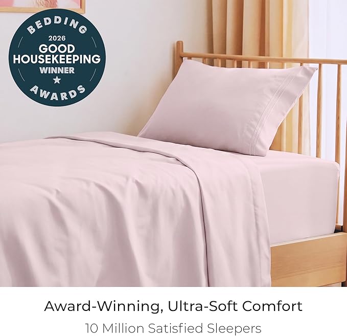 Mellanni Twin Sheets Set - 3 PC Iconic Collection Bedding - Hotel Luxury, Extra Soft, Cooling Bed Sheets - Wrinkle, Fade, Stain Resistant (Twin, Blush Pink)