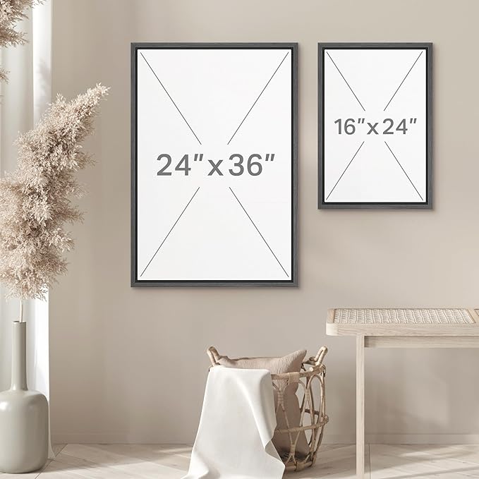 wall26 Framed Canvas Print Wall Art Set Golden Cherry Blossom Tree Elegant Floral Illustrations Fine Art Decorative Rustic for Living Room, Bedroom, Office - 16"x24"x3 Black