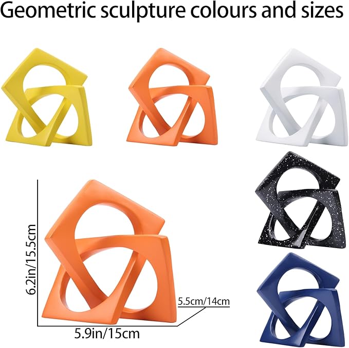 DOVDOV Geometric Cube Orange Knot Decorations, Geometric Sculptures, Modern Home Decorations for Home Decor Accents, Dining Tables, on Shelves, Consoles, entryway Tabletop centrepieces