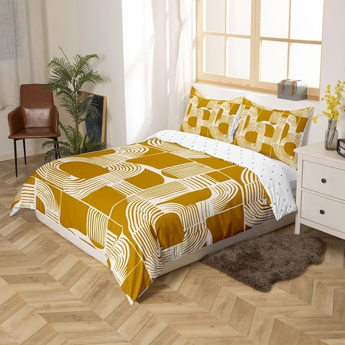 Erosebridal Boho Ethnic Toddler Bedding Set for Boys Geometric Stripes Comforter Cover for Kids Teens Youth Adult Bohemian Striped Duvet Cover Modern Simple Aesthetics Bed Sets with 1 Pillow Case