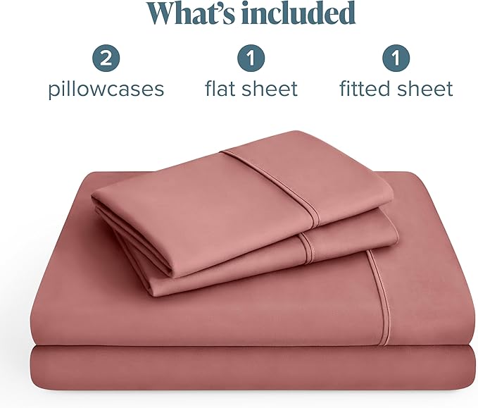 Bare Home Full XL Sheet Set - 1800 Ultra-Soft Microfiber Full Extra Long Bed Sheets - Double Brushed - Deep Pockets - Easy Fit - 4 Piece Set - Bedding Sheets & Pillowcases (Full XL, Dusty Rose)