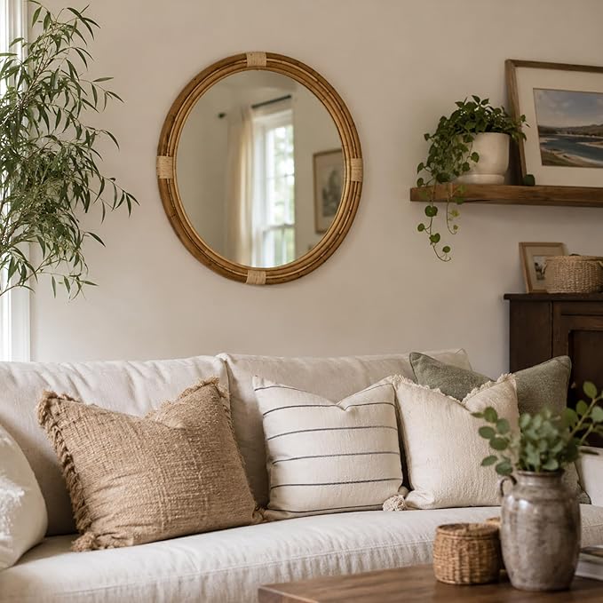 Rutledge & King Wall Mirror - Rustic Round Mirror - Decorative Circle Mirrors for Bathrooms, Living Rooms, and Bedrooms (2 Pack, Brunswick - Extra Large)
