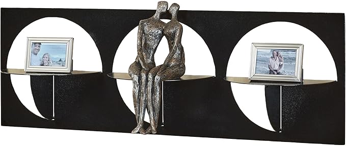 Touch of Class Corydon Horizontal Modern Black Metal Wall Shelf with Three Shelves | Contemporary Style Shelving Decor for Bedroom, Living Room, Bathroom, Kitchen, Hallway, Entryway
