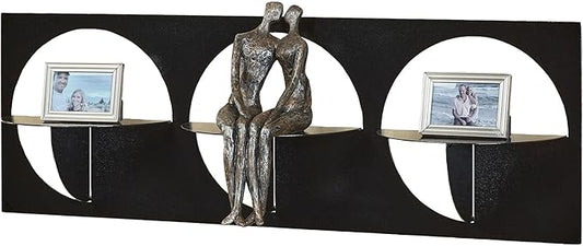 Touch of Class Corydon Horizontal Modern Black Metal Wall Shelf with Three Shelves | Contemporary Style Shelving Decor for Bedroom, Living Room, Bathroom, Kitchen, Hallway, Entryway