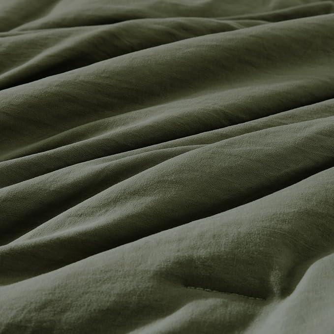 WRENSONGE Full Size Comforter Sets-7 Pieces Olive Green Bed in a Bag with Fitted Sheet, Flat Sheet, 2 Pillow Shams, 2 Pillowcases, Warm Bedding Sets for All Season