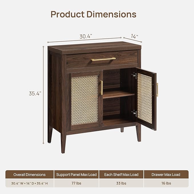 SICOTAS 60" Farmhouse Buffet Cabinet with Metal Mesh Doors, Modern Sideboard Credenza with Drawers, Elegant Coffee Bar Console Table for Living Room Entryway, Espresso Walnut