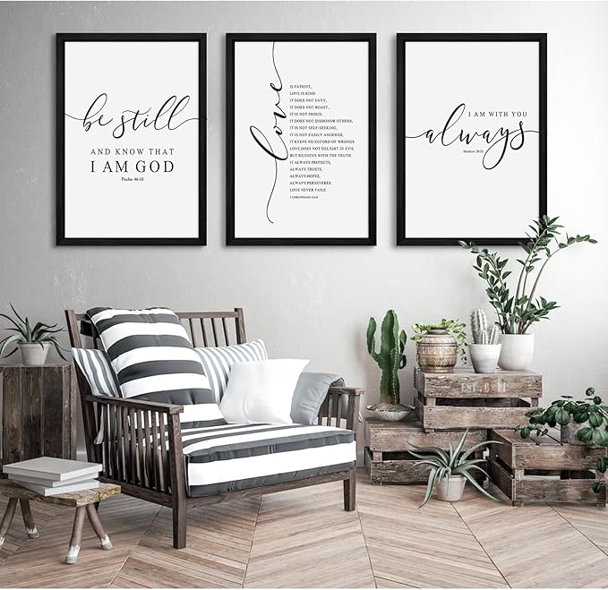 Tanmart Bible Verse Wall Art Decor Scripture Canvas Wall Art Christian Pictures Inspirational Artwork Scripture Bible Verse Posters Christian Paintings for Living Room Bedroom 16x24 Inch Black Framed