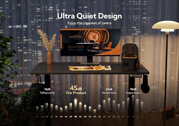 Claiks Electric Standing Desk, Adjustable Height Stand up Desk, 55x24 Inches Sit Stand Home Office Desk with Splice Board, Black Frame/Black Top