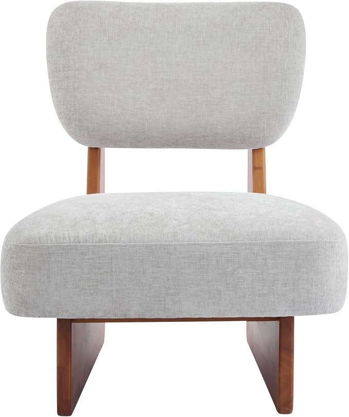 Accent Chairs Set of 2, Mid-Century Modern Chair with Polyester Upholstery, Wood Base with Walnut Finish, Minimalist and Stylish Accent Seating for Living Room, Bedroom, Balcony (Walnut+Gray)