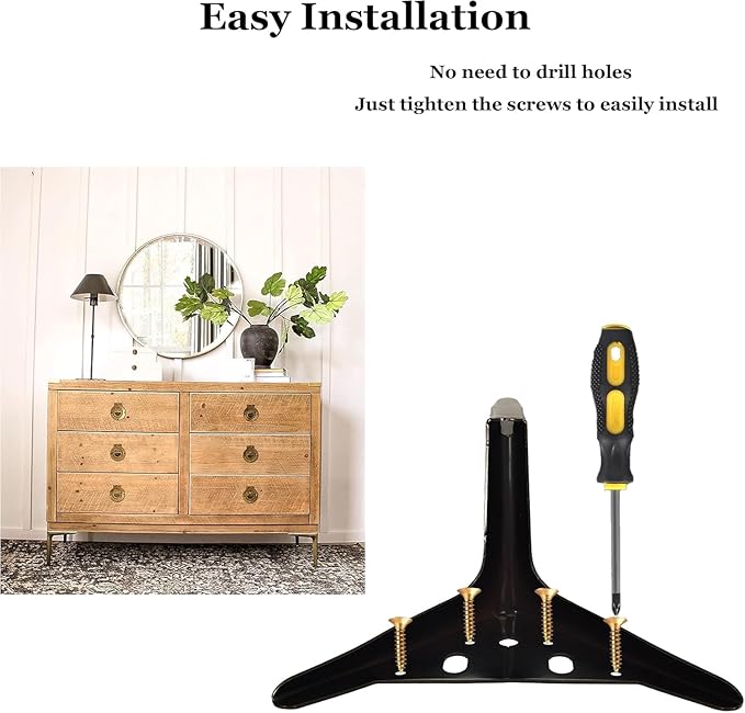 4.7 inch/12cm Brushed Bronze Color Metal Furniture Legs Set of 4, 4pcs DIY Replacement for Short Cabinet Legs, Sofa Legs, Small Dresser Legs