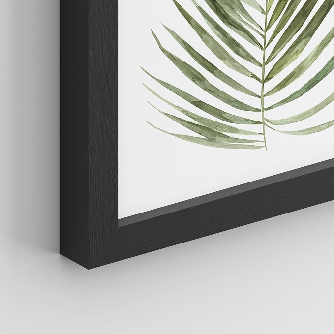 SIGNWIN Framed Banana Palm Monstera Leaf Wall Art, Set of 4 Green Pastel Wall Decor Prints, Nature Wilderness Wall D¨¦cor for Living Room, Bedroom - 12"x16" Black