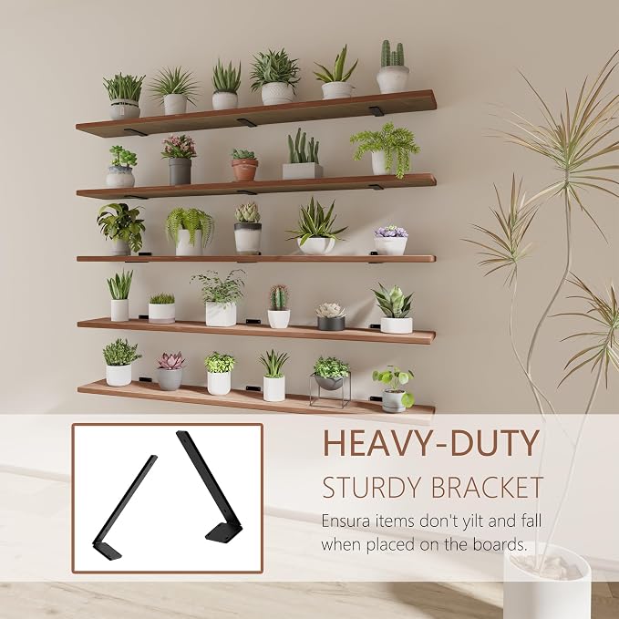 5 Tier Book Shelf,Long Floating Shelf for Wall 60 inch,Rustic Bookcase Long Shelves,Wall Mounted Bookshelf for Living Room