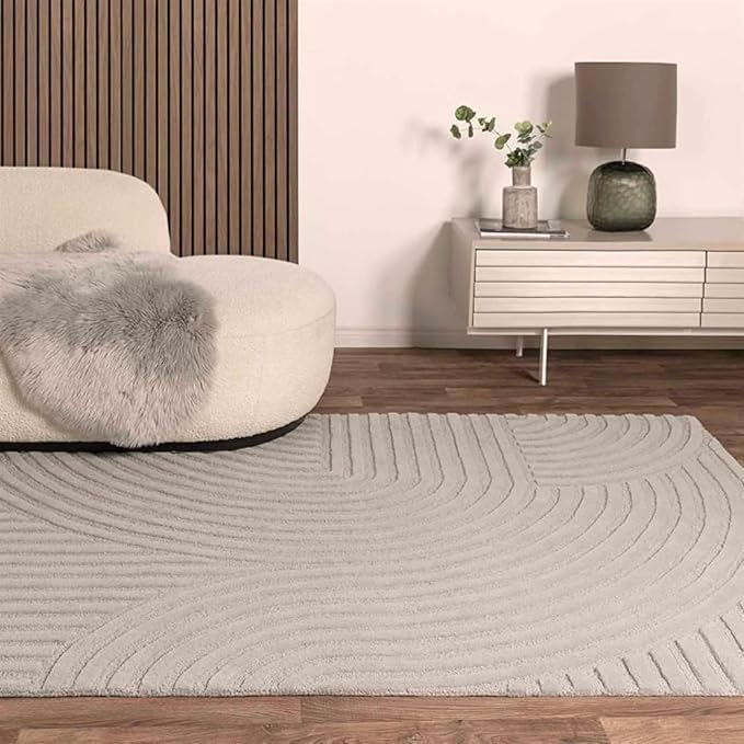 Hand Tufted Area Rug – Premium Soft Modern Carpet for Living Room, Bedroom & Home Trendy Modern Home Rug 5' x 7' (Rectangular) Ivory