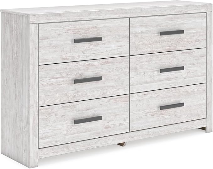 Signature Design by Ashley Cayboni Vintage 6 Drawer Dresser with Safety Stop for Bedroom, White