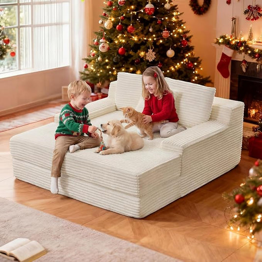 59" W Boneless Chaise Lounge Chair Indoor - Corduroy Oversized Reading Chair, 3060D Memory Foam, Deep Seat Cozy Cloud-Like Boneless Couch for Living Room, No Assembly Required,Beige