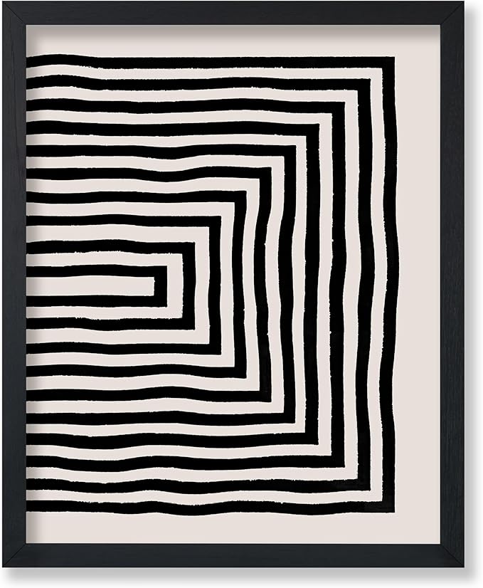Poster Master Japanese Ink Poster - Rectangle Tunnel Print - Geometric Illustration - Abstract Illustration - Line Artwork - Mid Century Modern Art - Minimal Living Room Design - 24x32 UNFRAMED Wall decor