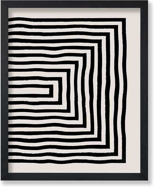 Poster Master Japanese Ink Poster - Rectangle Tunnel Print - Geometric & Line Art - Mid Century Modern & Illustration Art - Minimal Living Room Decor - 8x10 UNFRAMED Wall Art