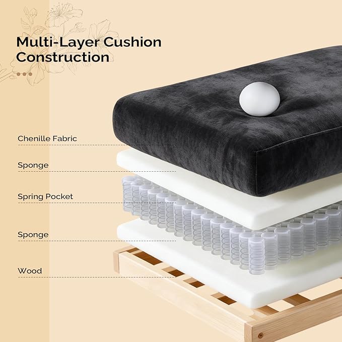 VINGLI 87" Convertible Sectional Sofa,L-Shape Deep Seat Sofa Couch for Living Room,Modern Chenille 2 Seat Loveseat Sofa with Ottoman for Small Space(Black, 87")