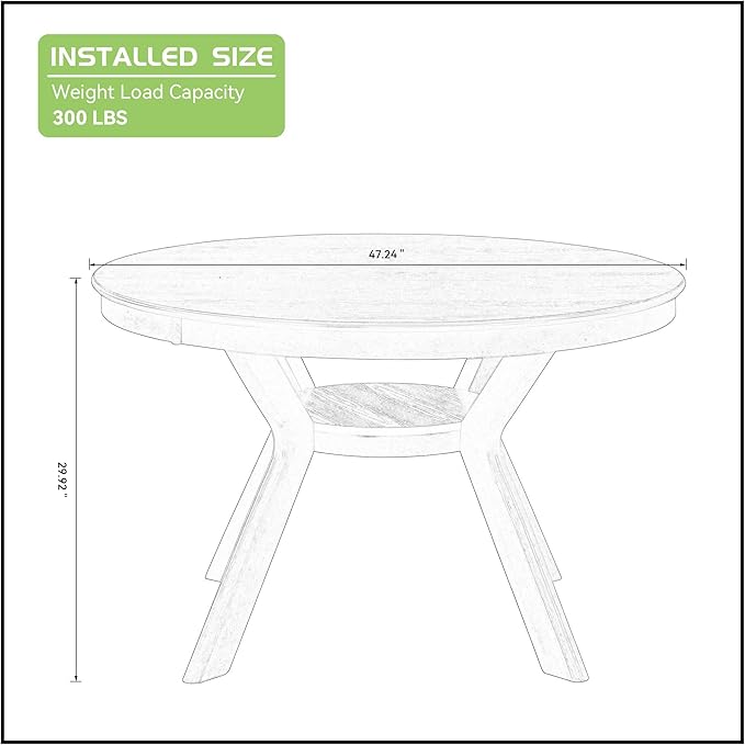 JUSTONE 47.2''Round Dining Table for 4,Modern Kitchen Table Wooden Trestle Pedestal Base,Minimalist Elegant Dining Table for Living Room, Dining Room,Small Space(φ47.2"x29.9"H,Oak)