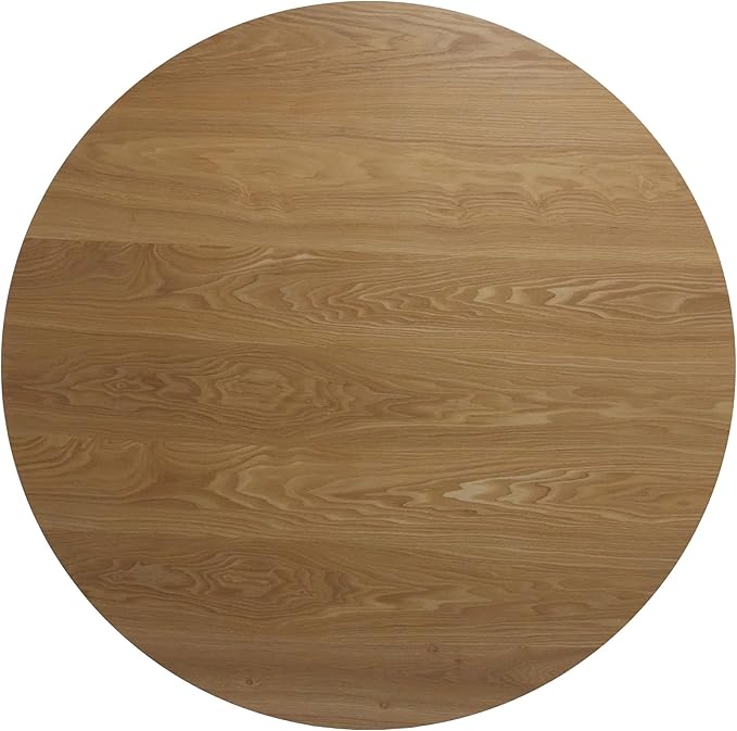 39” Round Solid Wood Dining Table for 4-5 People, Modern Pedestal Dining Kitchen Table, Farmhouse Small Wood Dining Table for Kitchen Easy Assemble, Saving Space, Brown