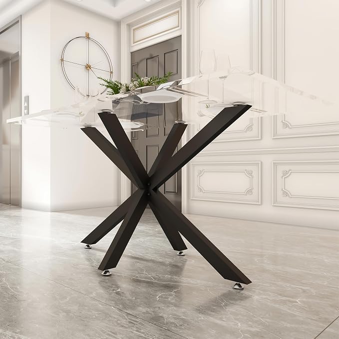30 Inch Modern Table Base Metal Dinning Table Legs with Suction Cups, Heavy Duty Desk Base for Marble,Glass,Wood Top, Furniture Legs for Home,Kitchen,DIY Bench Legs Coffee Table (Black)