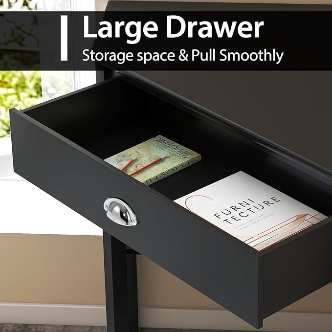Nightcore Corner Desk for Small Space, Wood Corner Computer Desk, Compact Writing Table w/Drawer & Storage Shelves, Space Saving Study Workstation, Laptop PC Corner Table for Home Office